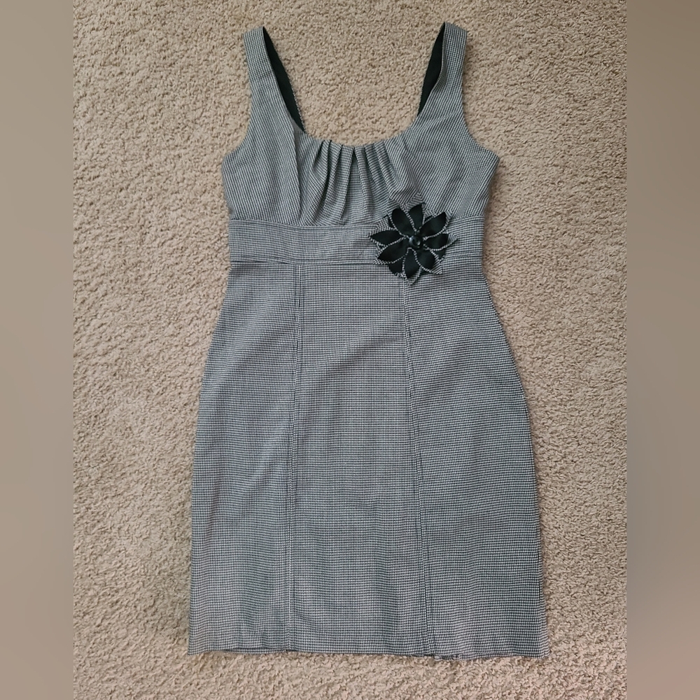 City Studio Black and Gray Mini Dress with Floral Detail